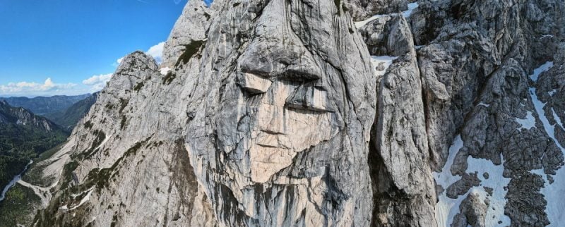 The stone face of Heathen Maiden