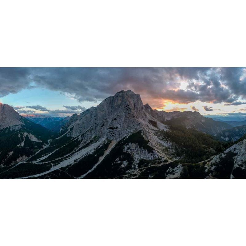 Colourful sunset of the Julian Alps and Triglav national park.