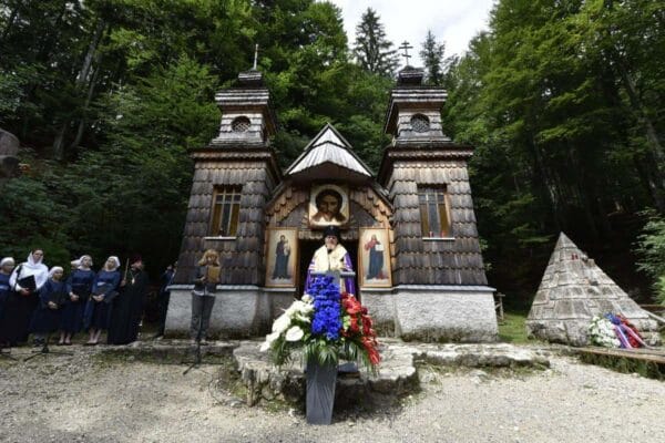 Russian chapel on Vršič pass near Kranjska Gora and near to Erjavčeva's mountain hut