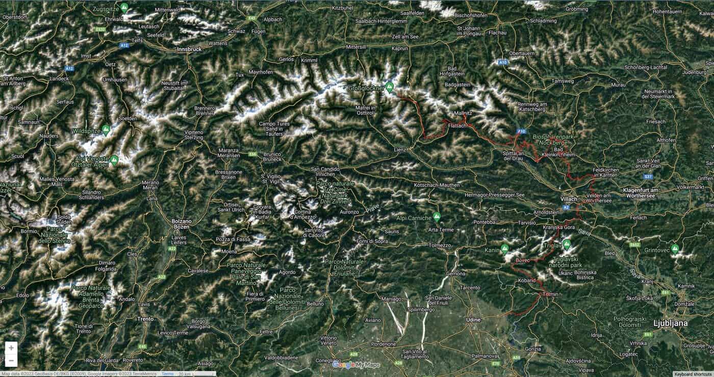 Alpe Adria Trail on google maps