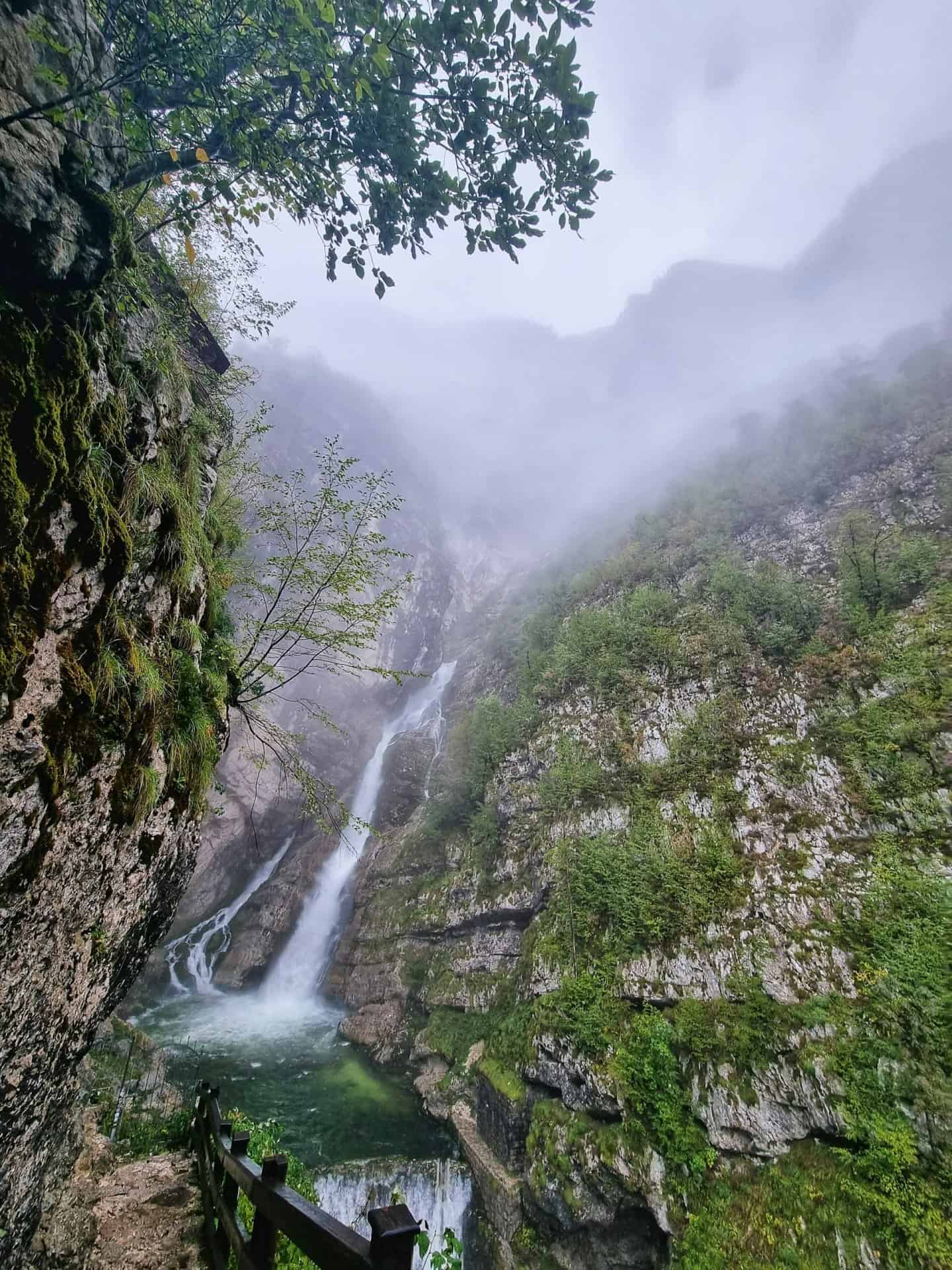 Foggy Savica Waterfall