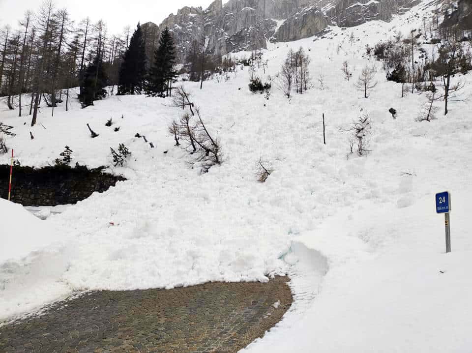 Snow avalanche on Vršič pass