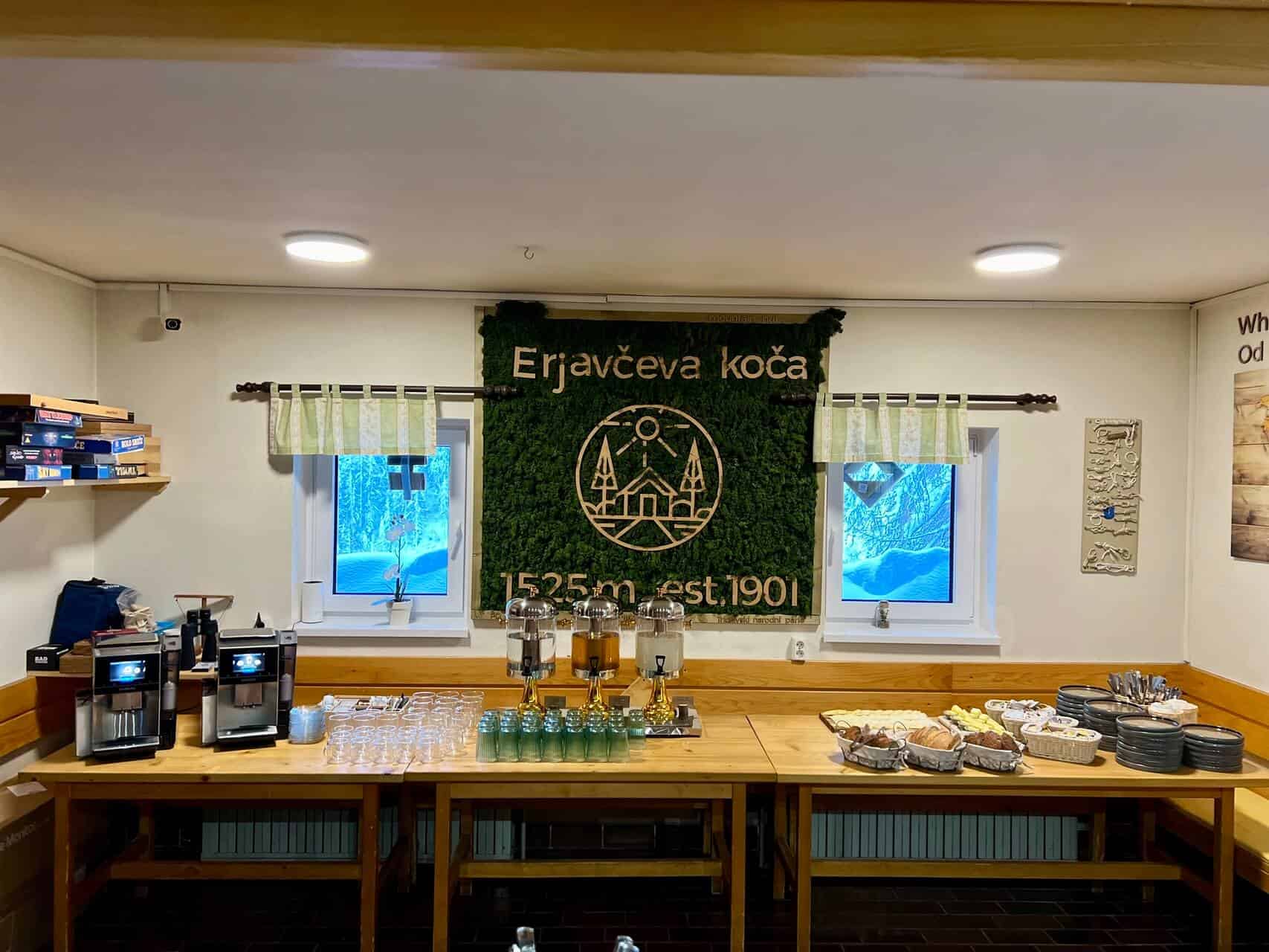 Breakfast at Erjavčeva mountain hut