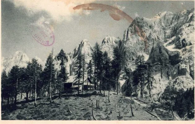 Erjavčeva koča postcard from 1930