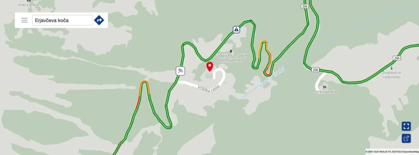 Live Road Conditions at Vršič Pass - promet.si