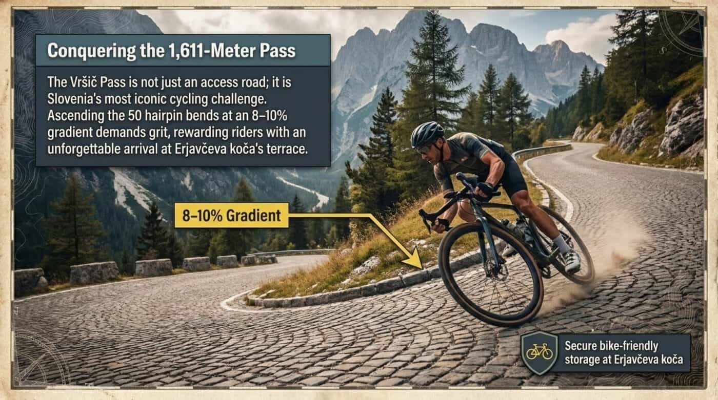 Slovenia – Julian Alps – Kranjska Gora – Vršič Pass – Erjavčeva koča Mountain Hut - Cycling