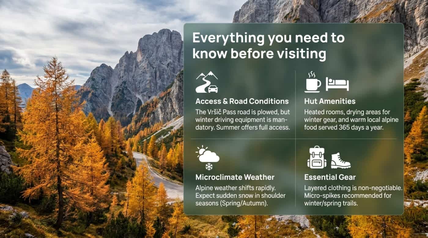 Slovenia – Julian Alps – Kranjska Gora – Vršič Pass – Erjavčeva koča Mountain Hut - Open year-round mountain hut in every season