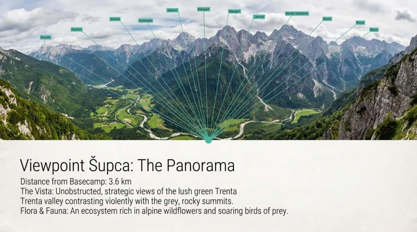 Slovenia – Julian Alps – Kranjska Gora – Vršič Pass – Erjavčeva koča Mountain Hut - panoramic view from the vršič pass