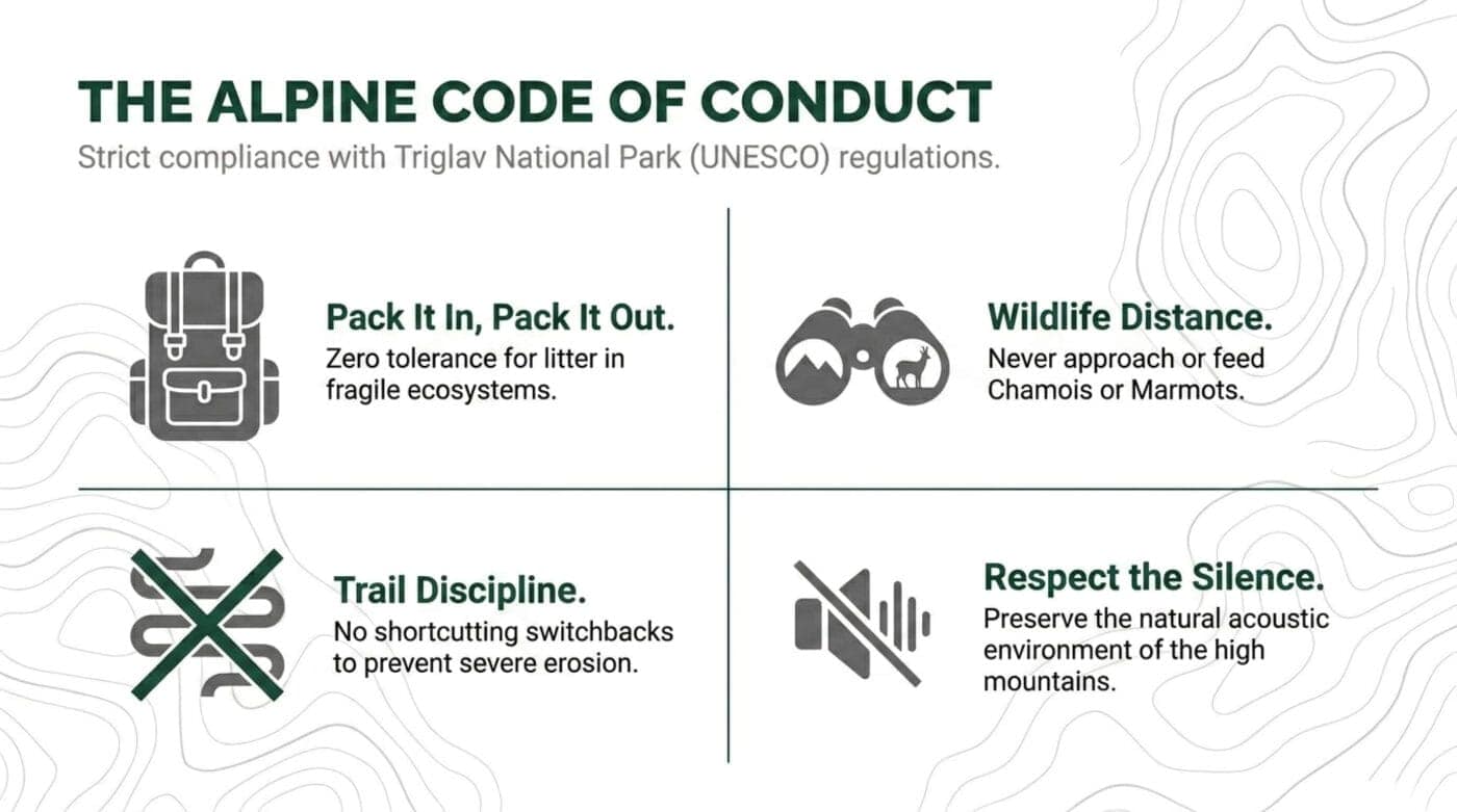 Slovenia – Julian Alps – Kranjska Gora – Vršič Pass – Erjavčeva koča Mountain Hut - the alpine code of conduct
